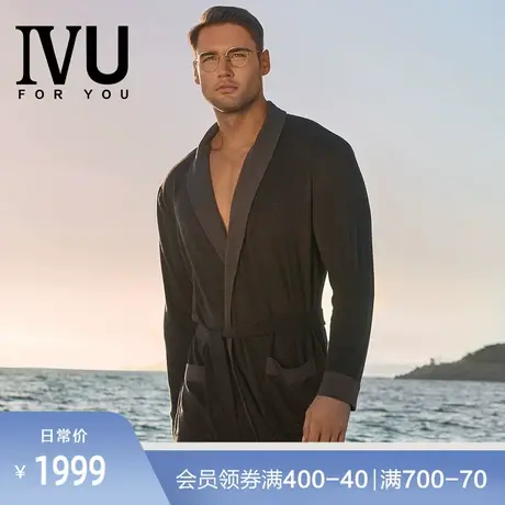 安莉芳旗下IVU男士专柜新品撞色翻领睡袍宽松长袖家居睡衣UL00144商品大图