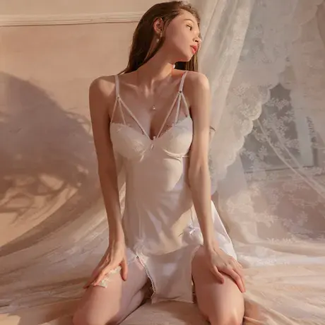 性感睡衣女带胸垫钢圈聚拢夏季2022年新款私房吊带睡裙高级感套装图片