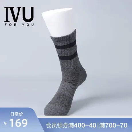 安莉芳旗下IVU男士LOGO印花袜子透气休闲运动棉质中筒袜UG00053商品大图