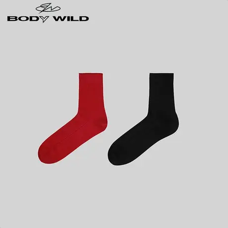 BODYWILD宝迪纯色红色袜子款男士男长袜子薄棉质本命年ZBN94WG2图片