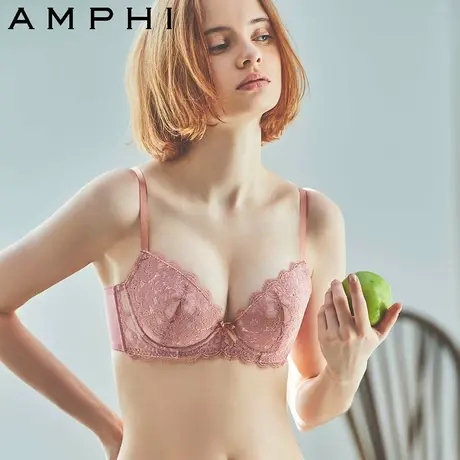 amphi华歌尔旗下日系蕾丝聚拢宽侧收副乳调整形内衣文胸AB3402图片