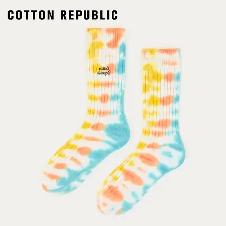 Cotton Republic/棉花共和国女士中筒扎染刺绣袜休闲情侣2022新款图片