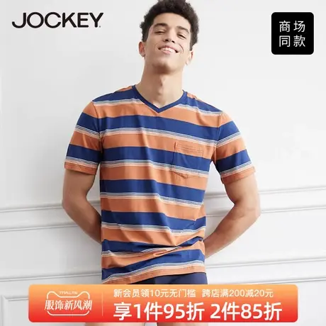 Jockey短袖T恤男莫代尔新款夏季上衣男生个性潮流宽松夏装圆领商品大图