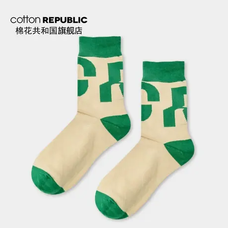 Cotton Republic/棉花共和国男士中筒袜秋冬解构款提花短袜男潮袜图片