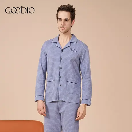 Goodio/歌帝专柜同款男士家居服套装秋冬季开衫2件套加厚商品大图