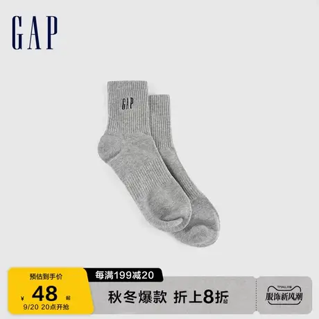 Gap男装秋季2023新款LOGO罗纹针织休闲中筒袜837325透气吸汗短袜图片