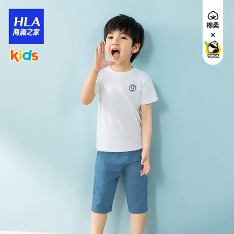 HLA/海澜之家新款儿童家居服熊猫图案纯棉短袖短裤图片