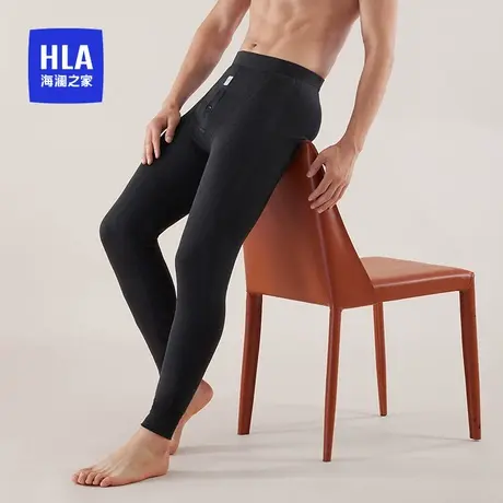 HLA/海澜之家男士羊羔绒羽绒蚕丝纳米青年加厚护膝贴片防风保暖裤图片