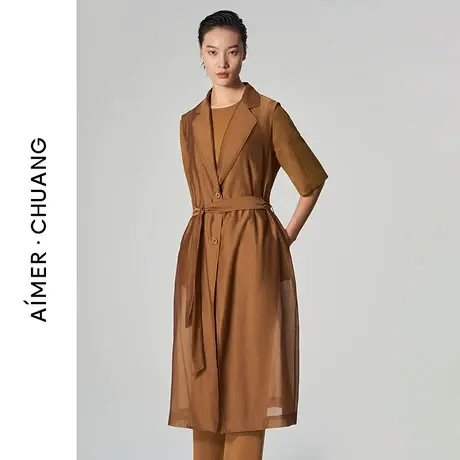 爱慕·CHUANG夏季薄款随性系列丝棉欧根纱无袖长风衣CA810522图片