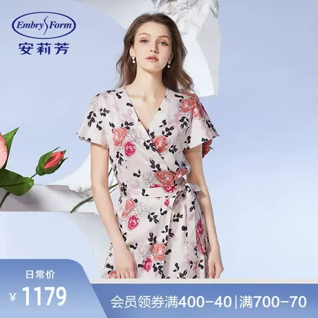 【玫瑰园】安莉芳专柜新品薄款印花睡裙女士V领短袖家居裙EL00535商品大图