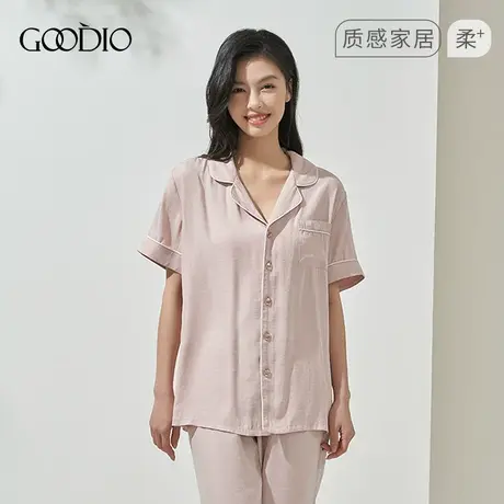 歌帝2022新专柜同款夏季女睡衣韩版时尚水波纹家居服女套装图片