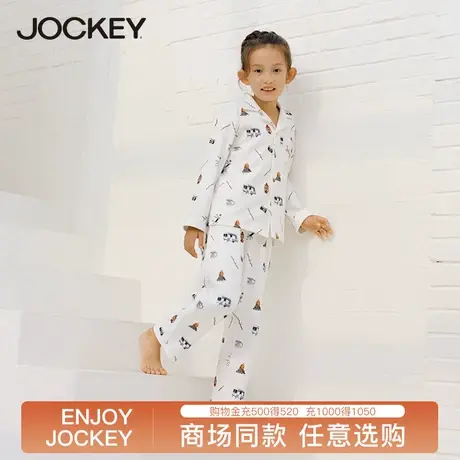 Jockey儿童印花卡通睡衣睡裤两件套宽松亲肤长袖家居服套装亲子服图片