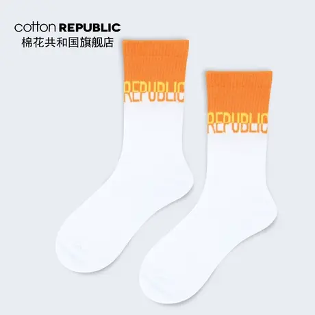 Cotton Republic/棉花共和国2021情侣款女士中筒袜撞色清新休闲袜图片