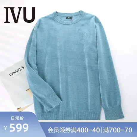 安莉芳旗下IVU男士冬季圆领毛衣时尚螺纹休长袖家居上衣UF00074图片