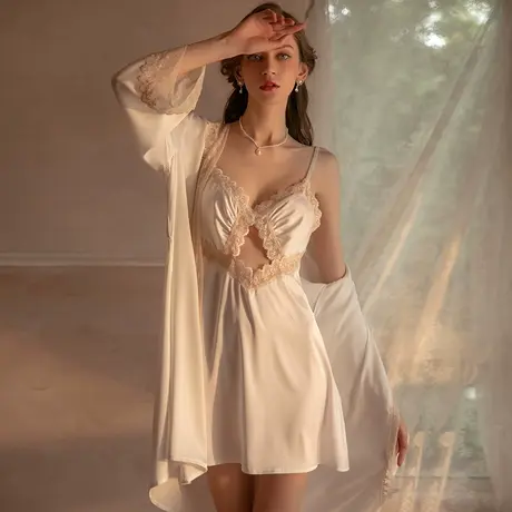 情调衣人女白色夏季吊带蕾丝性感睡衣秋冬火辣睡裙套装2021年新款图片