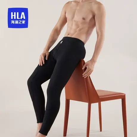 HLA/海澜之家男士羊羔绒羽绒护膝裤加厚舒适触感柔软亲肤保暖裤图片
