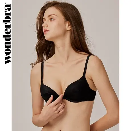 WONDERBRA黑色聚拢文胸性感小胸收副乳上托胸罩舒适内衣商品大图
