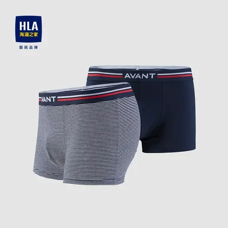 HLA/海澜之家撞色线条针织平脚短裤柔软弹力两条装内裤图片