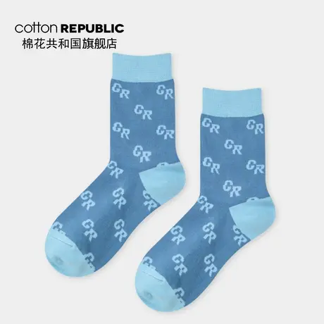 Cotton Republic/棉花共和国女士中筒袜CR提花休闲棉短袜2020新款图片