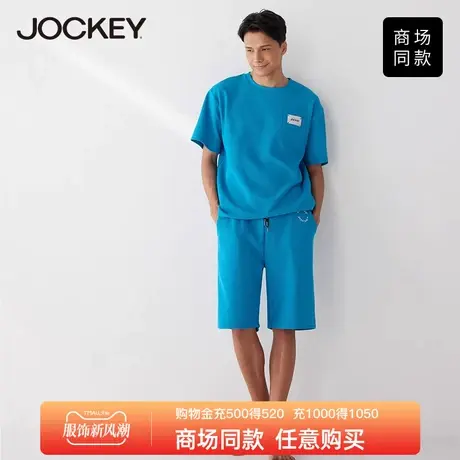 Jockey夏季新款潮流短袖T恤男圆领薄款夏装半袖华夫格体恤上衣图片