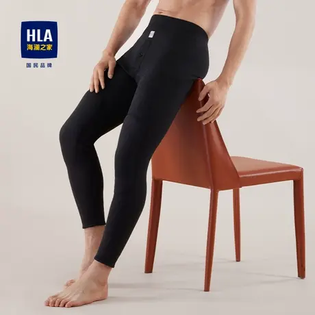 HLA/海澜之家男青年羊毛加厚加绒护膝腰部增高冬季柔软舒适保暖裤图片