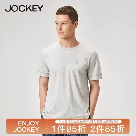 Jockey新款莫代尔潮流经典纯色休闲短袖T恤男半袖体恤圆领商品大图