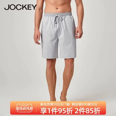 Jockey睡裤男短裤夏季纯棉家居裤系带男士中裤五分裤可外穿裤子图片