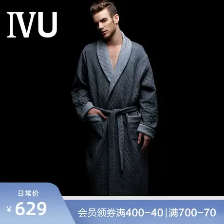 安莉芳旗下IVU男士加厚夹棉中长款睡袍系带舒适家居服UL0035图片