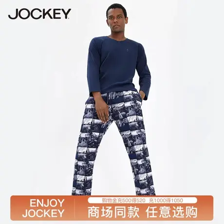 Jockey男士睡衣睡裤纯棉印花舒适可外穿家居服套装男长袖两件套图片