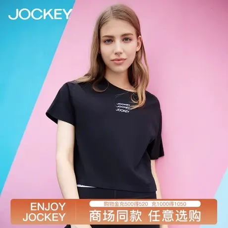 Jockey夏季新款纯棉潮流短袖T恤女士圆领薄款夏装半袖体恤上衣商品大图