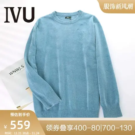 安莉芳旗下IVU男士冬季圆领毛衣时尚螺纹休长袖家居上衣UF00074图片
