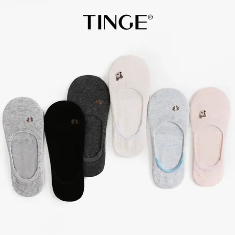TINGE4双刺绣女士船袜套隐形日系夏季薄款袜子女短袜浅口硅胶防滑图片